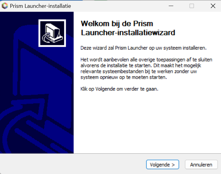 Prism installer welcome