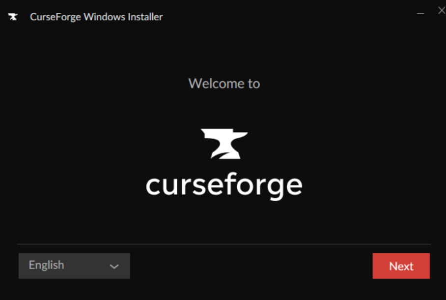 CurseForge installer welcome screen