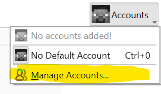 Accounts menu