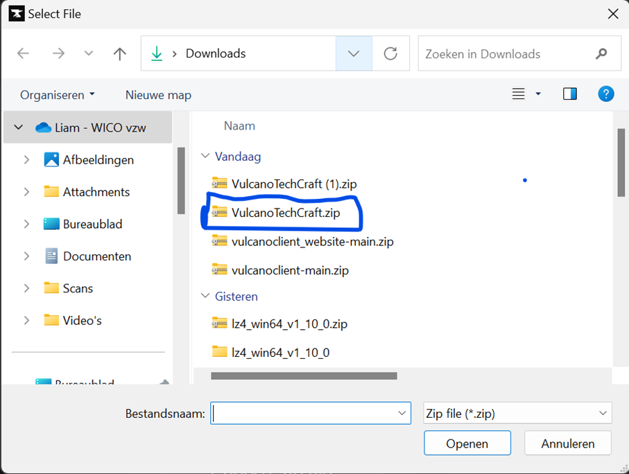 File selection screen